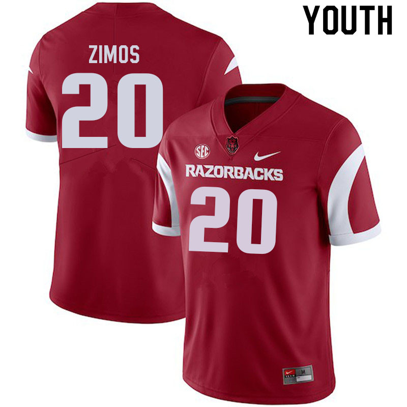 Youth #20 Zach Zimos Arkansas Razorbacks College Football Jerseys Sale-Cardinal